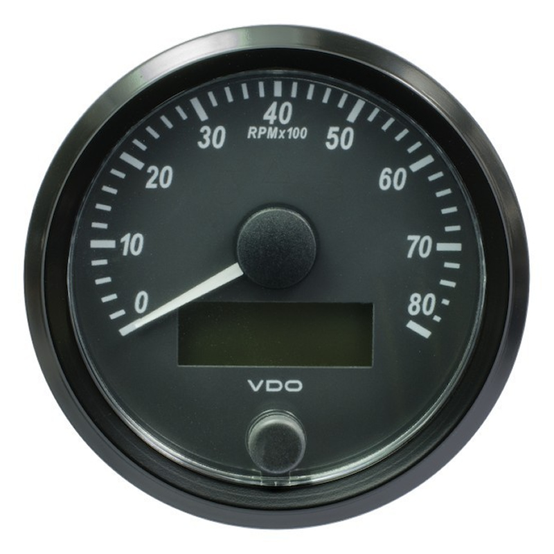VDO SingleViu Tachometer 8.000 RPM Black 80mm